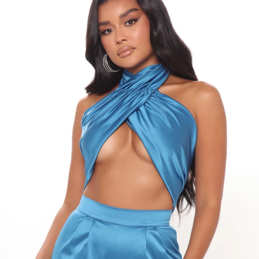 Fashion Nova Blue Two Piece Set